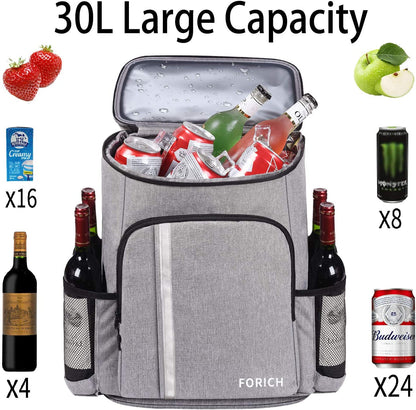 Insulated Waterproof Backpack Cooler Bag - Lightweight and Leakproof, Ideal for Work, Lunch, Picnics, Camping, and Hiking, Holds 30 Cans