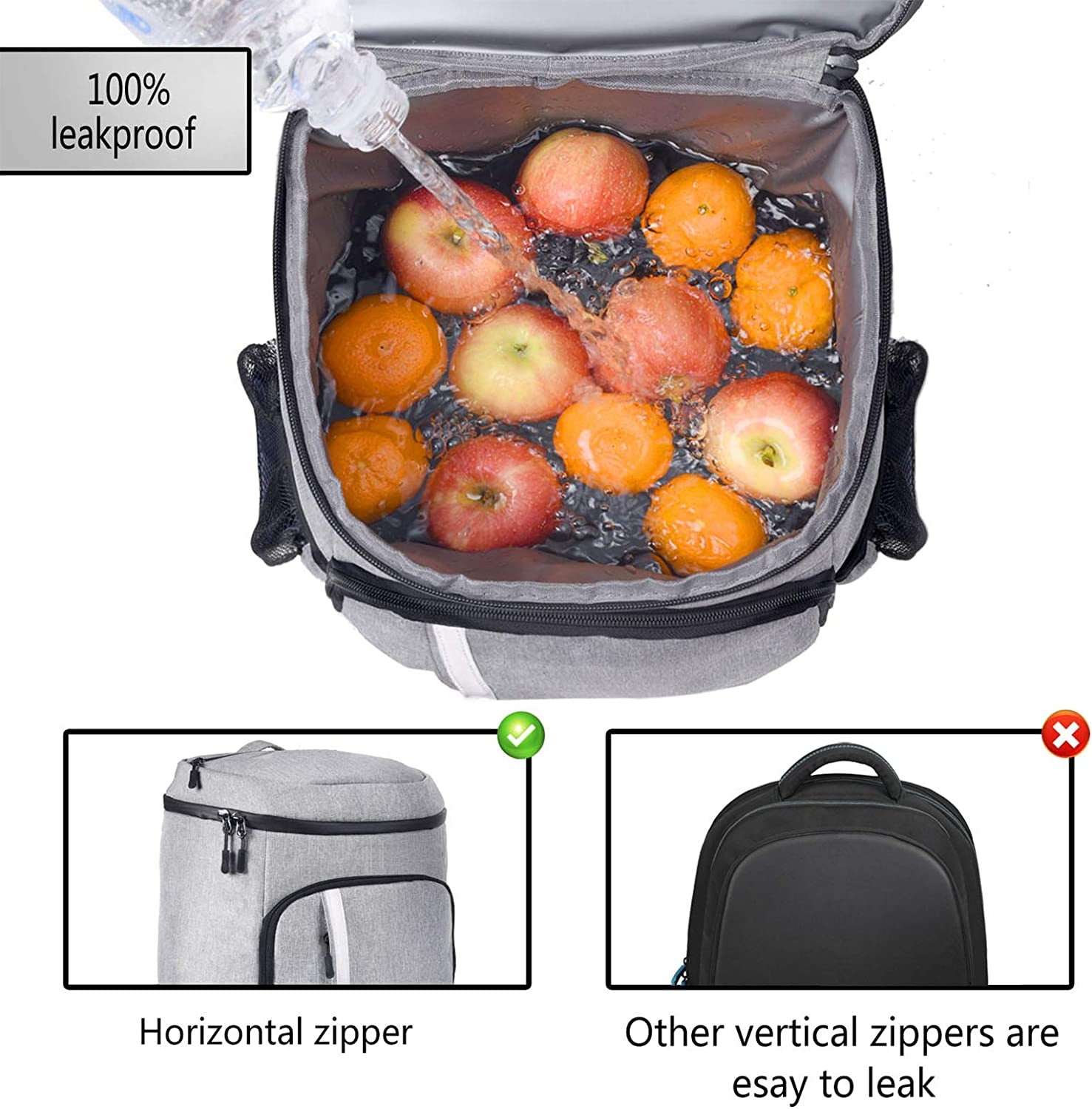 Insulated Waterproof Backpack Cooler Bag - Lightweight and Leakproof, Ideal for Work, Lunch, Picnics, Camping, and Hiking, Holds 30 Cans