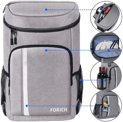 Insulated Waterproof Backpack Cooler Bag - Lightweight and Leakproof, Ideal for Work, Lunch, Picnics, Camping, and Hiking, Holds 30 Cans