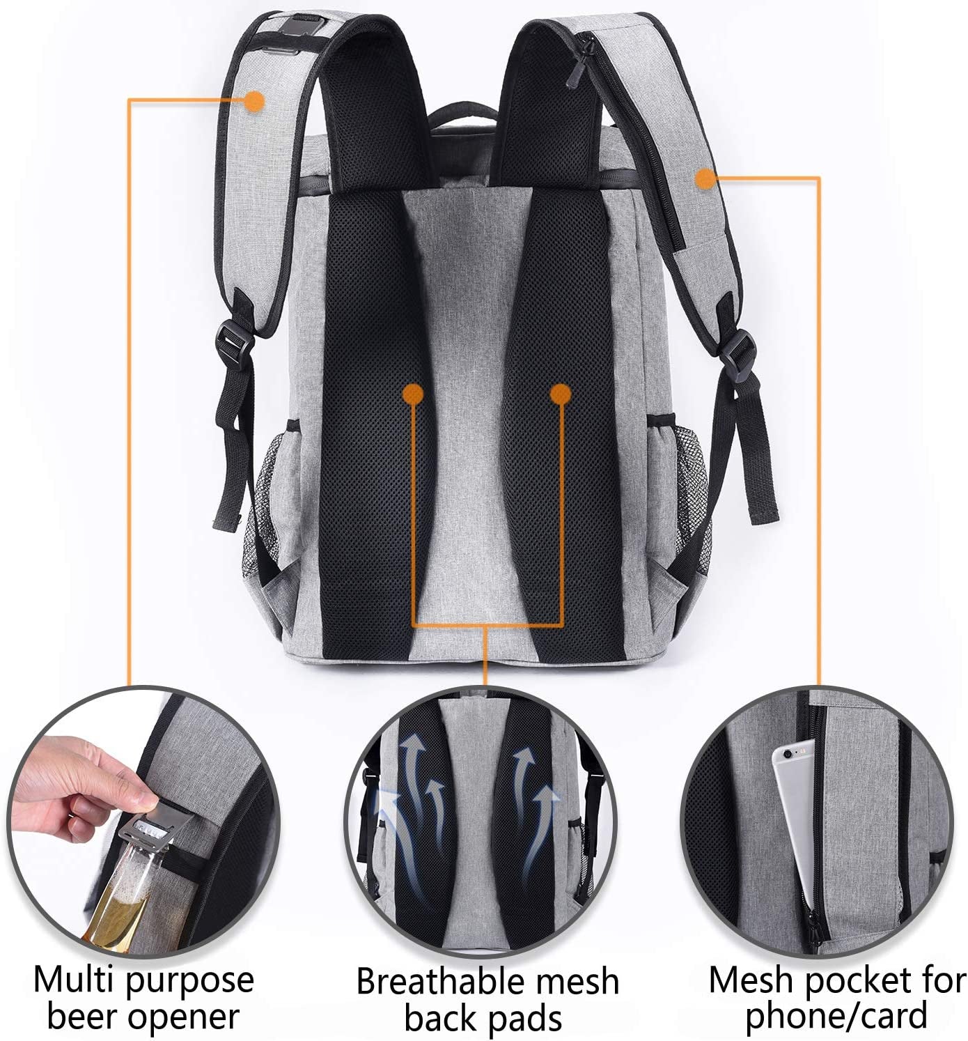 Insulated Waterproof Backpack Cooler Bag - Lightweight and Leakproof, Ideal for Work, Lunch, Picnics, Camping, and Hiking, Holds 30 Cans